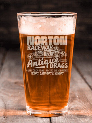 Antique Drag Race : Pint Glasses - Engraved