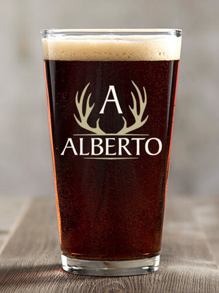 Antler Monogram : Pint Glasses - Color Printed