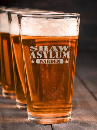 Asylum Warden : Pint Glasses - Engraved