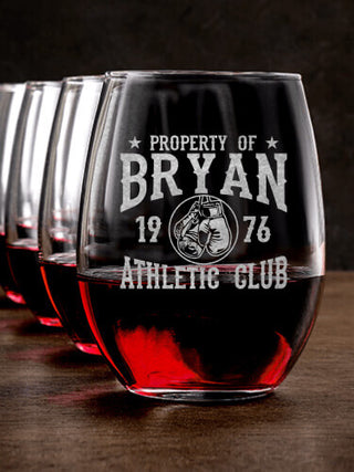 Athletic Club : Stemless Wine Glasses - Engraved