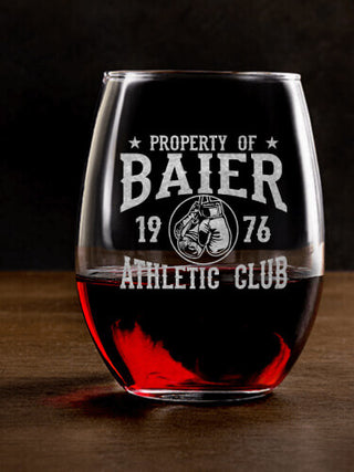 Athletic Club : Stemless Wine Glasses - Engraved