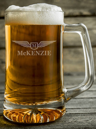 Aviation Monogram : Beer Mugs - Engraved