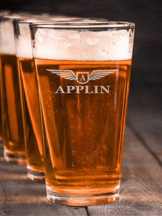 Aviation Monogram : Pint Glasses - Engraved