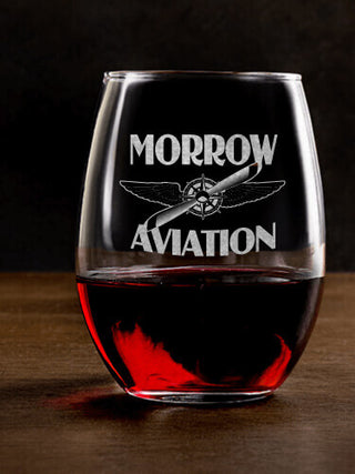 Aviation : Stemless Wine Glasses - Engraved