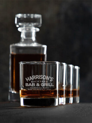 Backyard Bar and Grill : Decanter Rocks Glass Gift Sets - Engraved