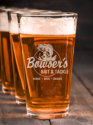 Bait and Tackle : Pint Glasses - Engraved