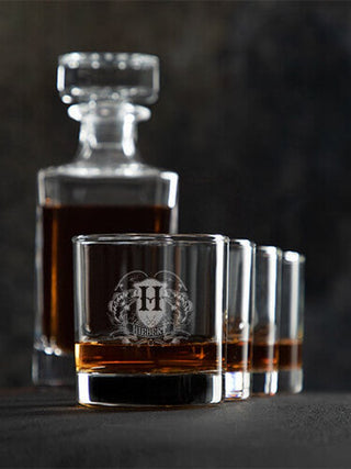 Bass Coat Of Arms : Decanter Rocks Glass Gift Sets - Engraved