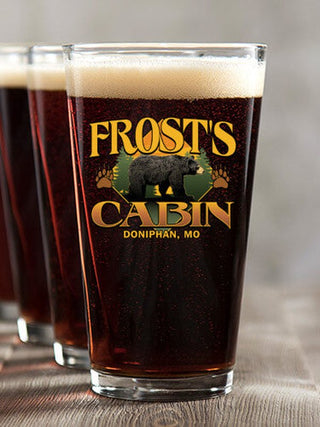 Bear Cabin : Pint Glasses - Color Printed