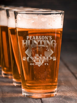 Bear Hunting Camp : Pint Glasses - Engraved