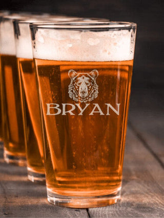Bear : Pint Glasses - Engraved