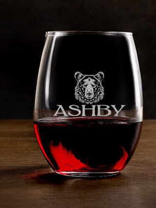 Bear : Stemless Wine Glasses - Engraved