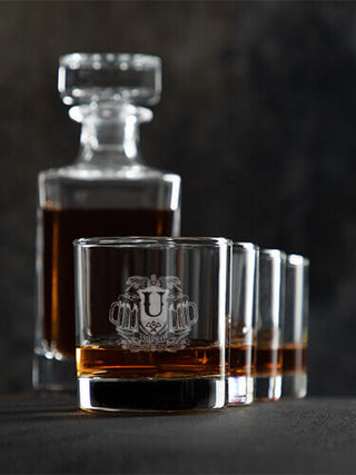 Beer Coat Of Arms : Decanter Rocks Glass Gift Sets - Engraved