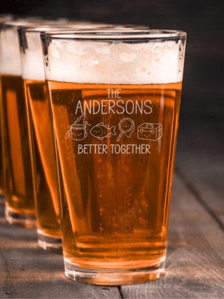 Better Together Fishing : Pint Glasses - Engraved