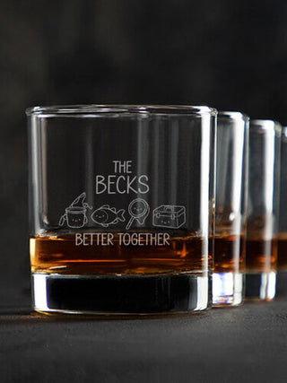 Better Together Fishing : Rocks Glasses - Engraved