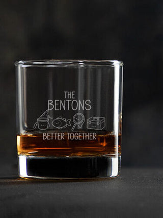 Better Together Fishing : Rocks Glasses - Engraved