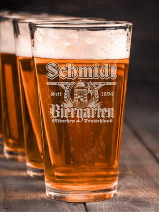 Biergarten : Pint Glasses - Engraved