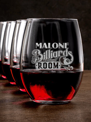Billiards Room : Stemless Wine Glasses - Engraved