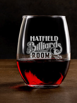 Billiards Room : Stemless Wine Glasses - Engraved