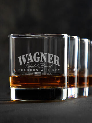 Bourbon Whiskey : Rocks Glasses - Engraved