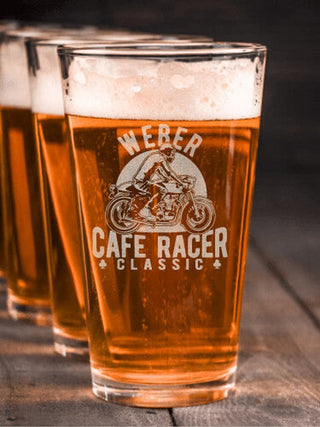 Cafe Racer : Pint Glasses - Engraved