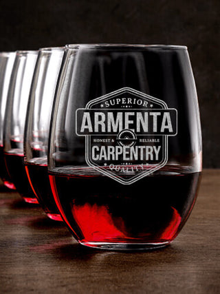 Carpentry : Stemless Wine Glasses - Engraved