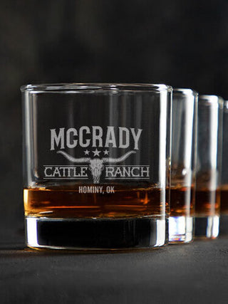 Cattle Ranch : Rocks Glasses - Engraved