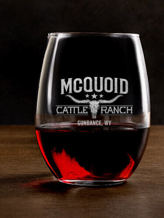 Cattle Ranch : Stemless Wine Glasses - Engraved