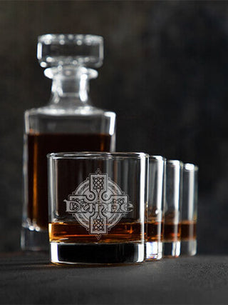 Celtic Cross : Decanter Rocks Glass Gift Sets - Engraved