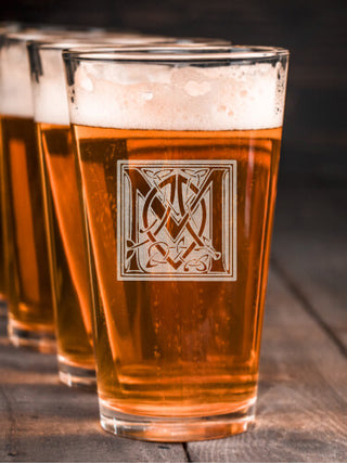 Celtic Monogram : Pint Glasses - Engraved