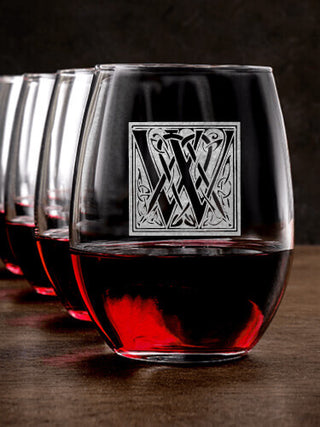 Celtic Monogram : Stemless Wine Glasses - Engraved