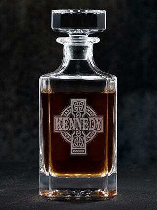 Celtic Stone Cross : Whiskey Decanter - Engraved
