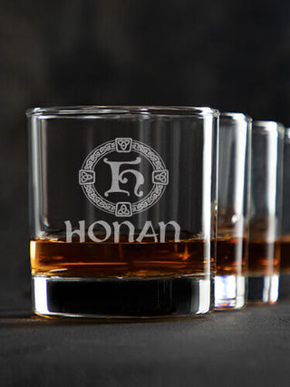 Celtic Wreath Monogram : Rocks Glasses - Engraved