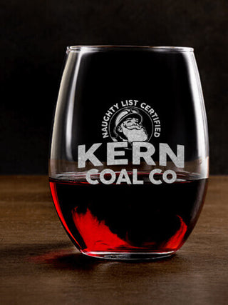 Christmas Coal Company : Stemless Wine Glasses - Engraved
