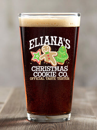 Christmas Cookie Tester : Pint Glasses - Color Printed