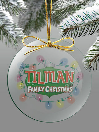 Christmas Lights : 4 Inch Round Glass Ornament