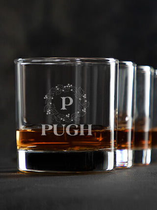 Christmas Monogram : Rocks Glasses - Engraved