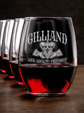 Claddagh : Stemless Wine Glasses - Engraved