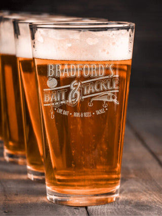 Classic Bait and Tackle : Pint Glasses - Engraved