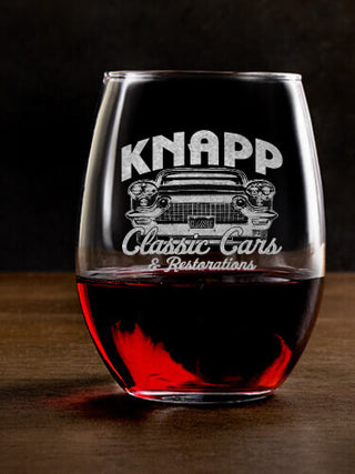 Classic Cars : Stemless Wine Glasses - Engraved