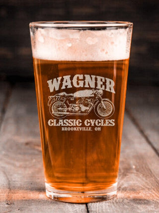 Classic Cycles : Pint Glasses - Engraved