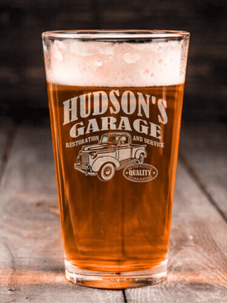 Classic Garage : Pint Glasses - Engraved