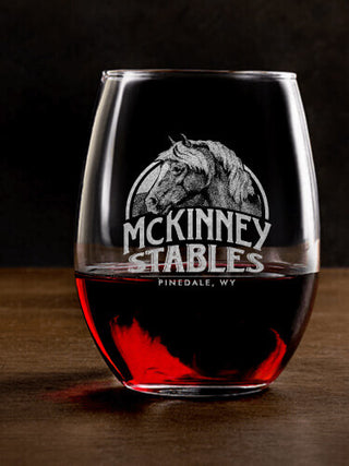 Classic Stables : Stemless Wine Glasses - Engraved
