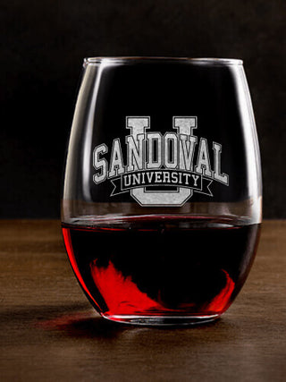 Classic University : Stemless Wine Glasses - Engraved
