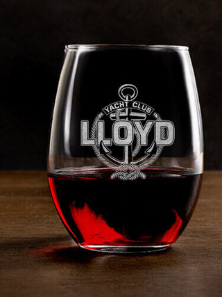 Classic Yacht Club : Stemless Wine Glasses - Engraved