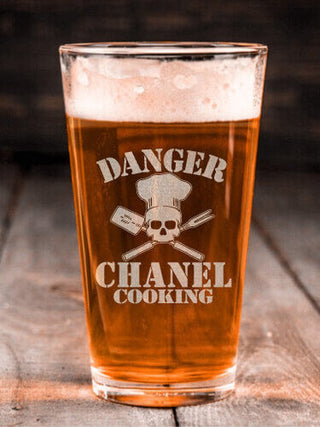 Cooking Danger : Pint Glasses - Engraved