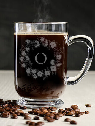 Cotton Wreath Monogram : Coffee Mugs - Engraved
