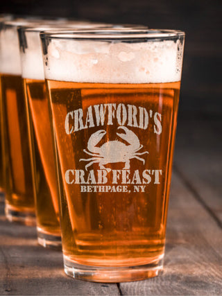 Crab Feast : Pint Glasses - Engraved