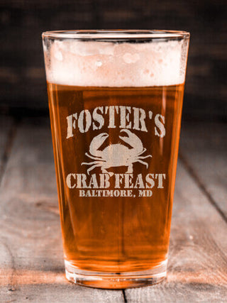 Crab Feast : Pint Glasses - Engraved