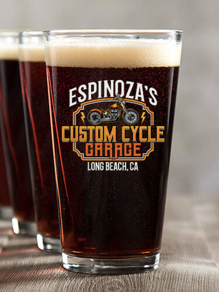 Custom Cycle Garage : Pint Glasses - Color Printed