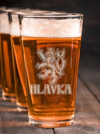 Czech Lion : Pint Glasses - Engraved